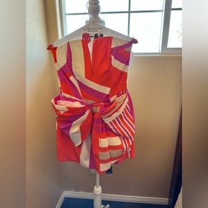 Multi Color Strapless Mini Dress XS